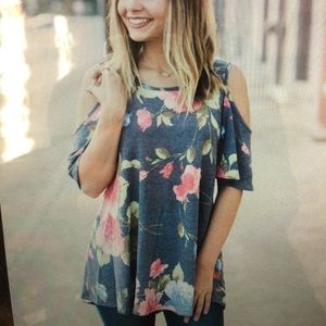 Floral cold shoulder top